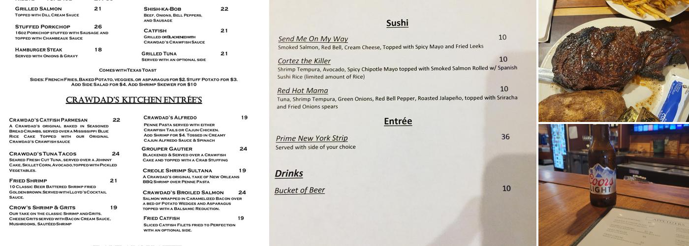Crawdad's Menu