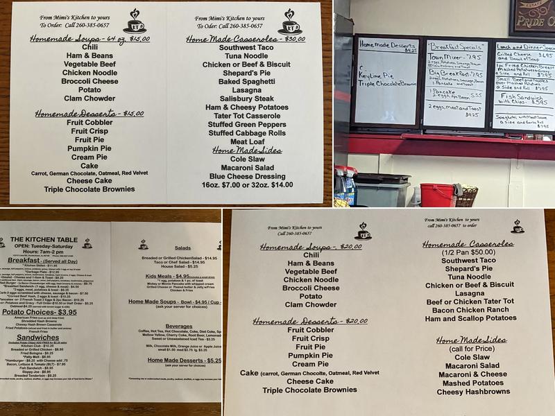 The Kitchen Table Menu