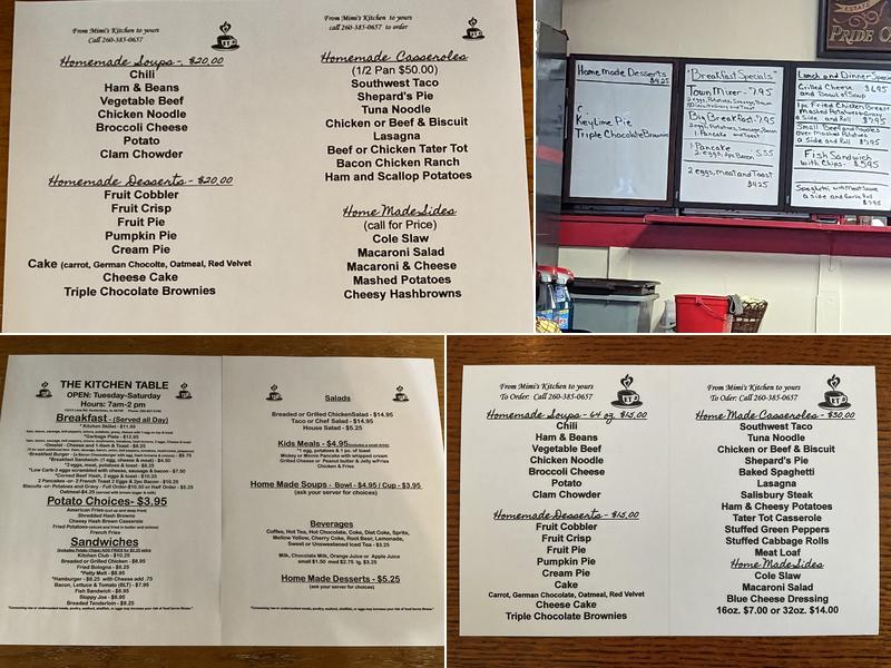 The Kitchen Table Menu