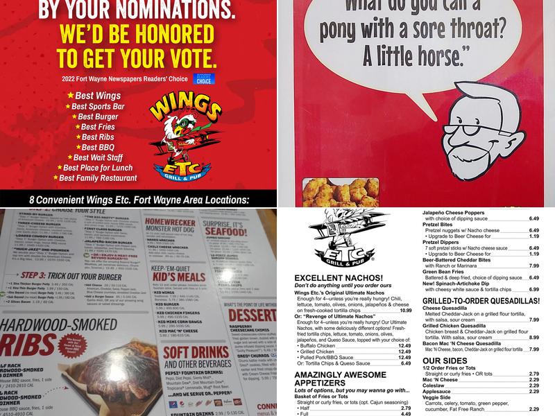 Wings Etc. Menu