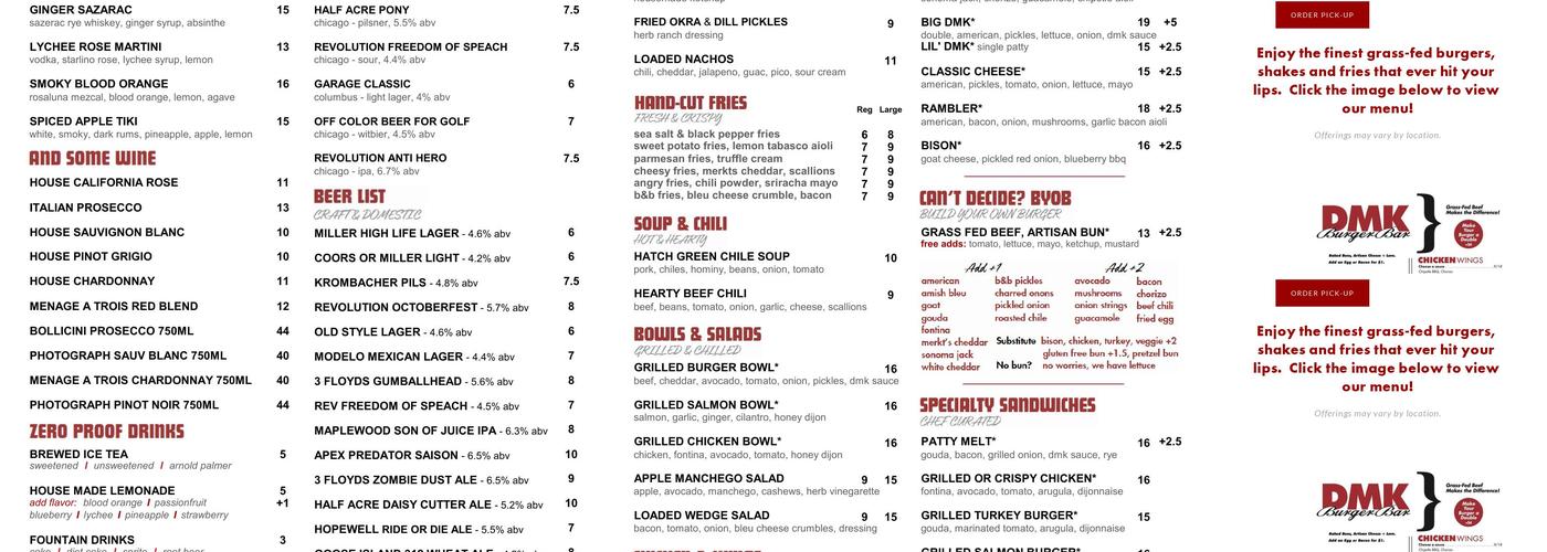DMK Burger Bar Menu