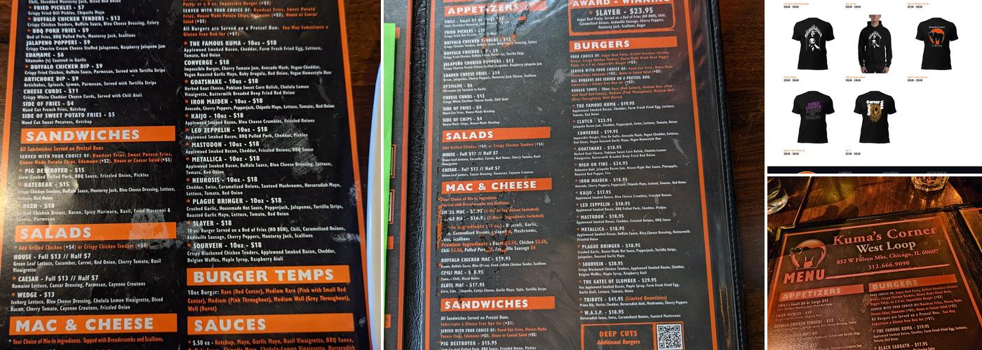 Kuma's Corner West Loop Menu