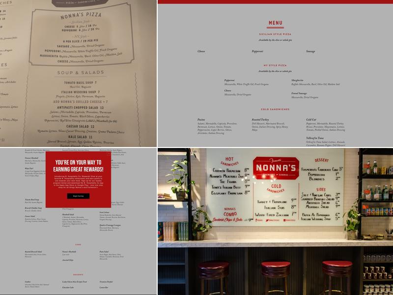 Nonna's Pizza & Sandwiches Menu