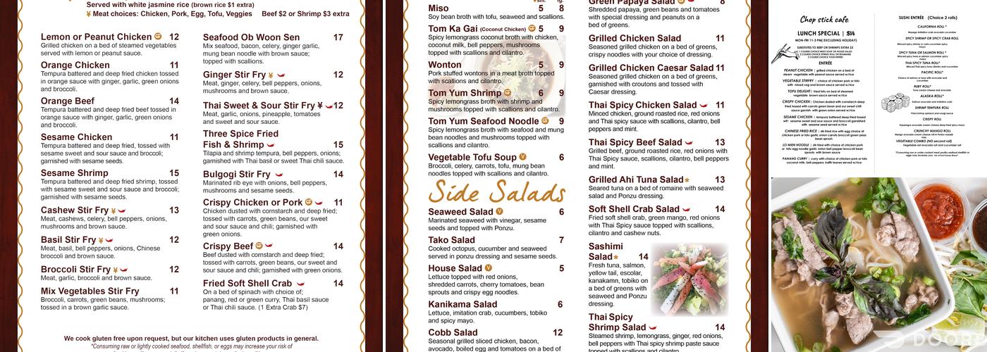 Chop Stick Cafe Menu