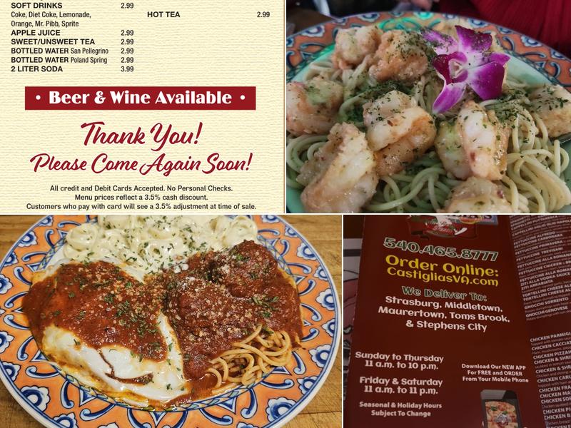 Castiglia's Italian Restaurant and Pizza Menu