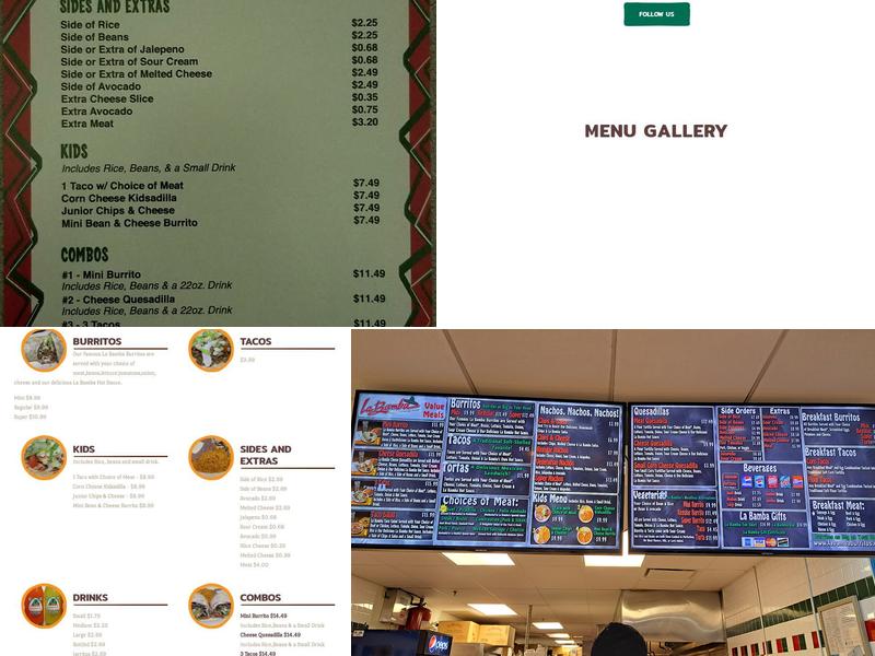 La Bamba Jalisco Menu