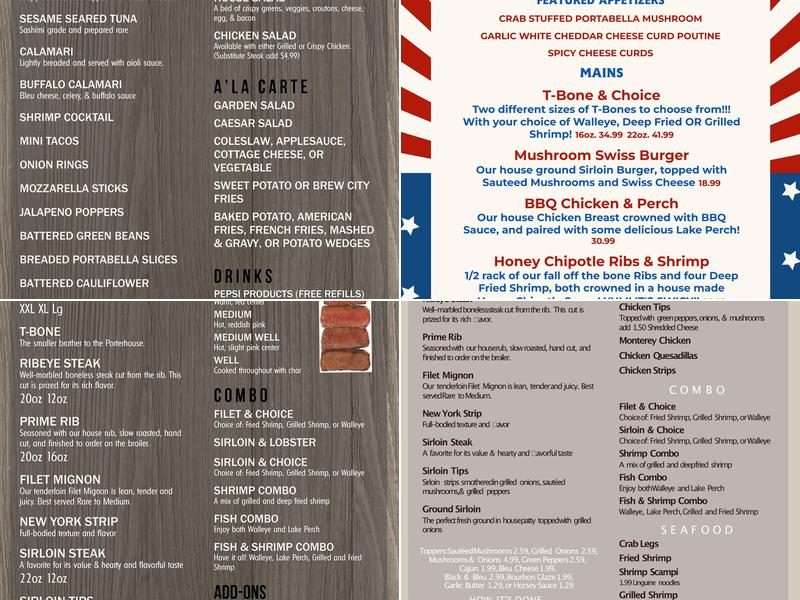 Bill's Steak House Menu