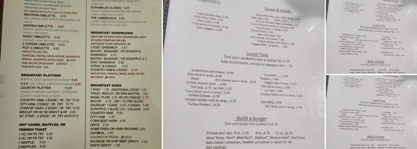 High Point Diner Menu