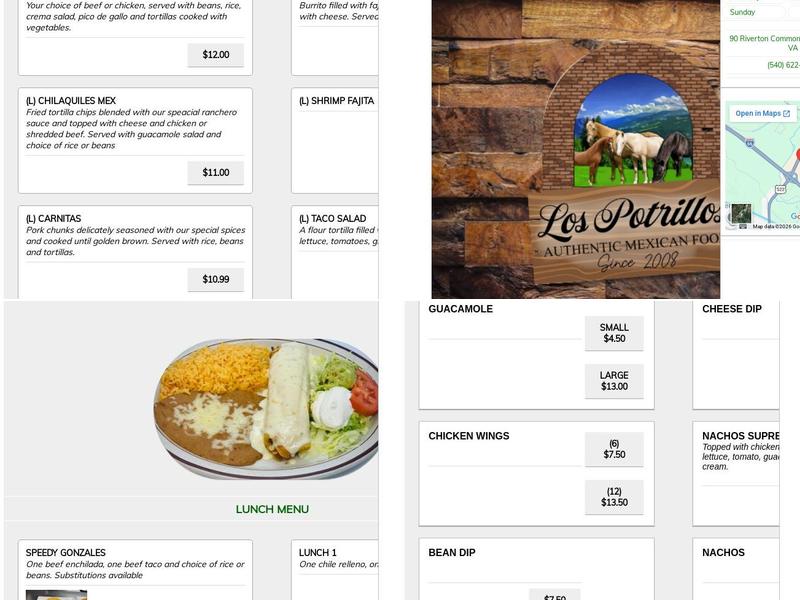 Los Potrillos Menu