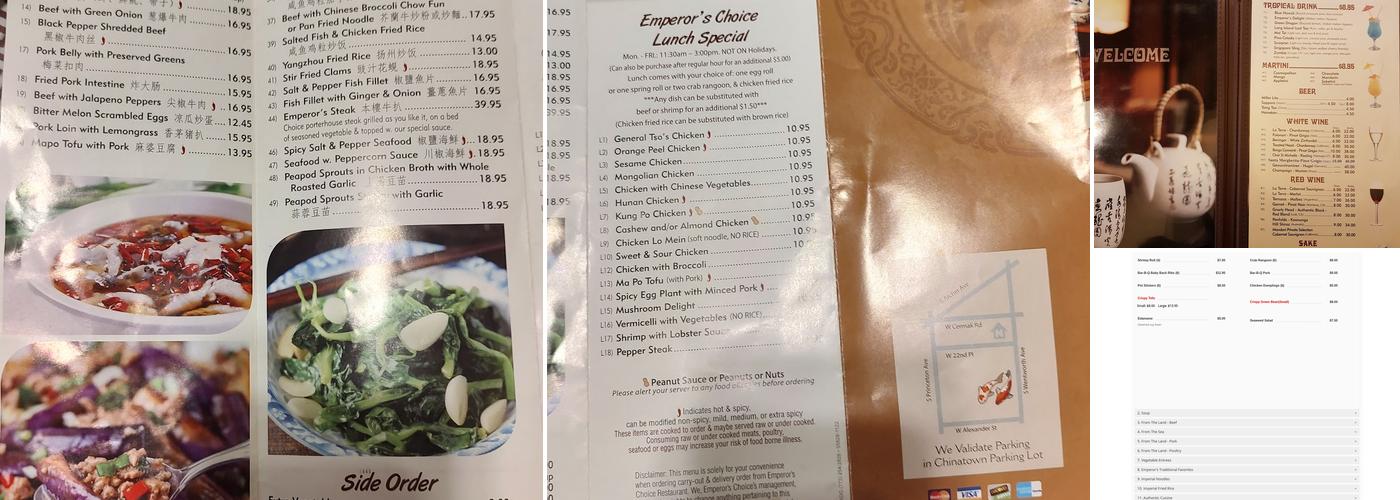 Emperor's Choice Menu
