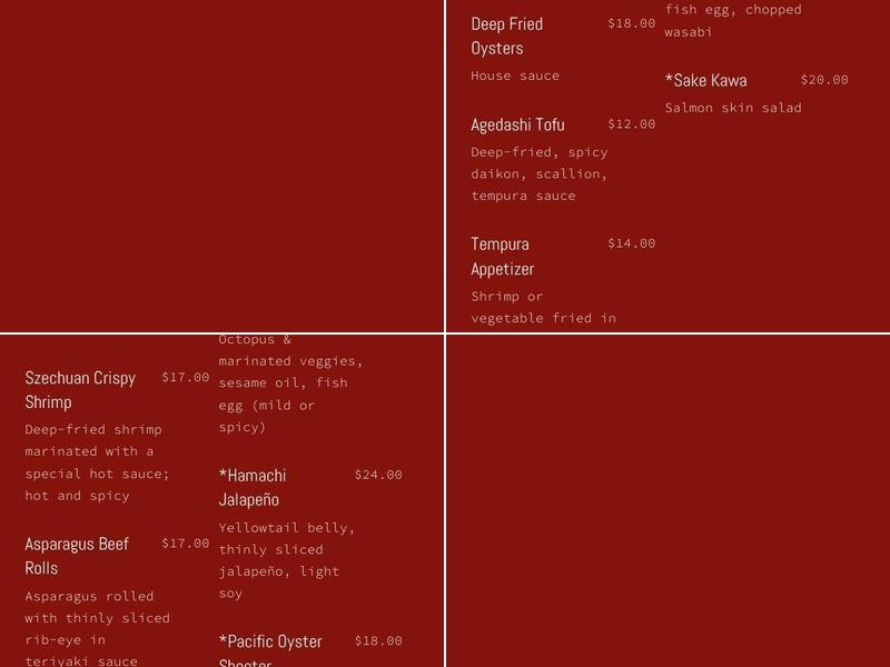 Dee's Menu
