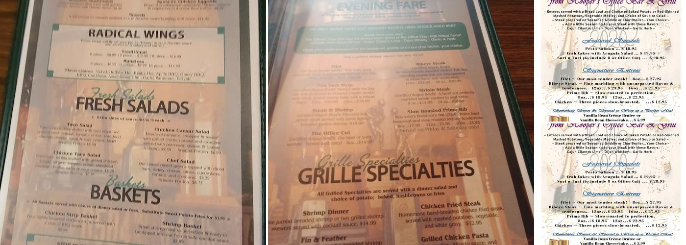 Office Bar & Grill Menu