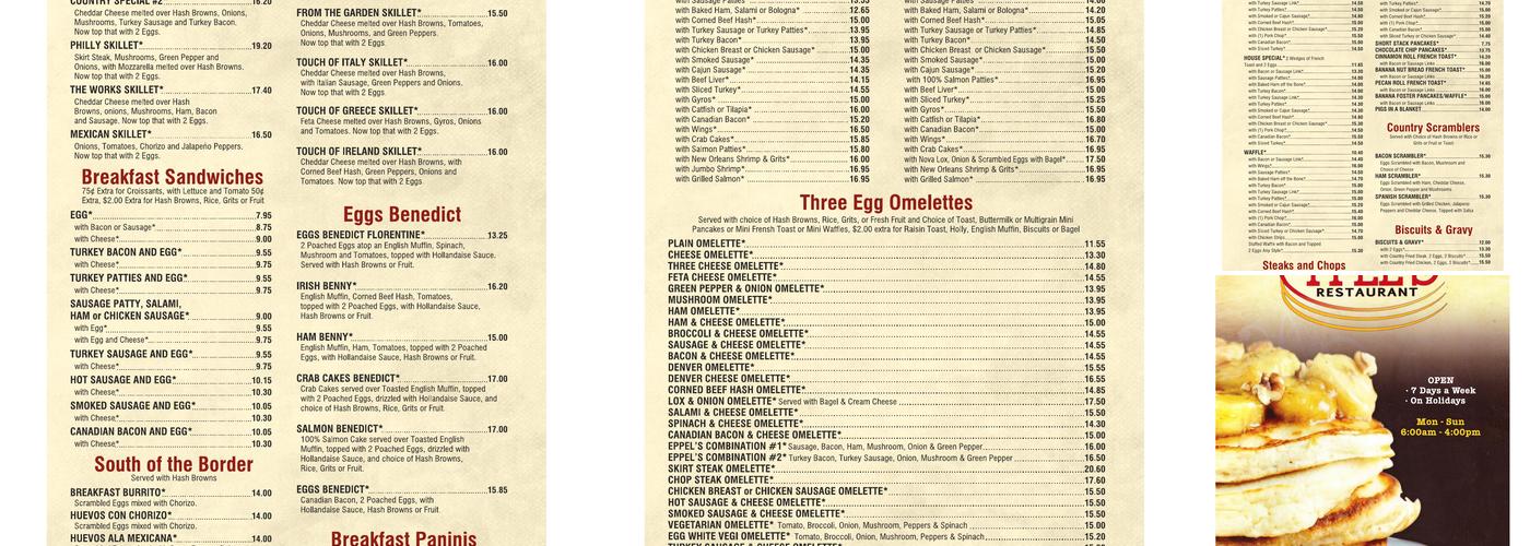 Eppel's Restaurant Menu