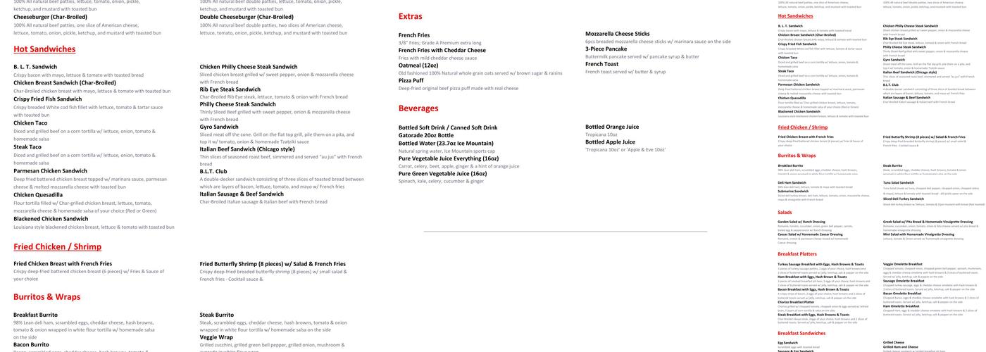 KenTone's Drive-In Menu