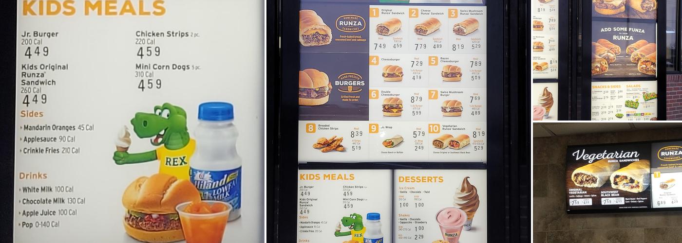 Runza Restaurant Menu
