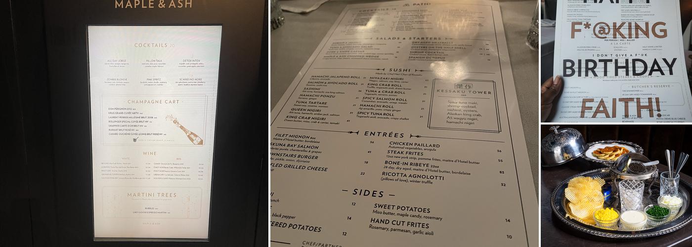 Maple & Ash Menu