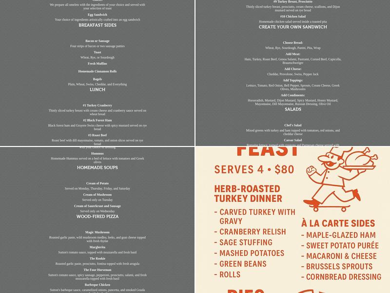 Sutton's Deli Menu