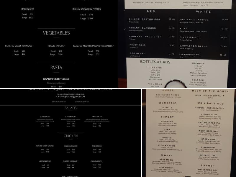 Exchequer Restaurant & Pub Menu