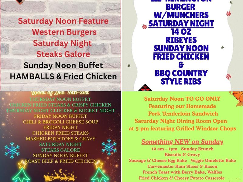 RW's Dining and Drinks Menu