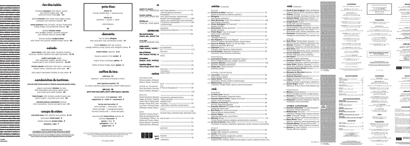 avec Restaurant Menu