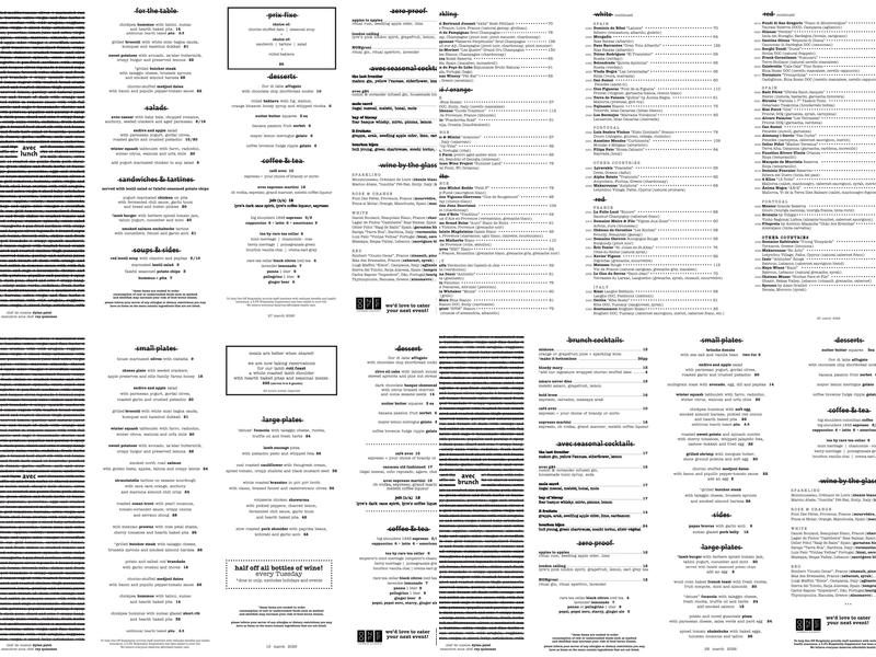 avec Restaurant Menu