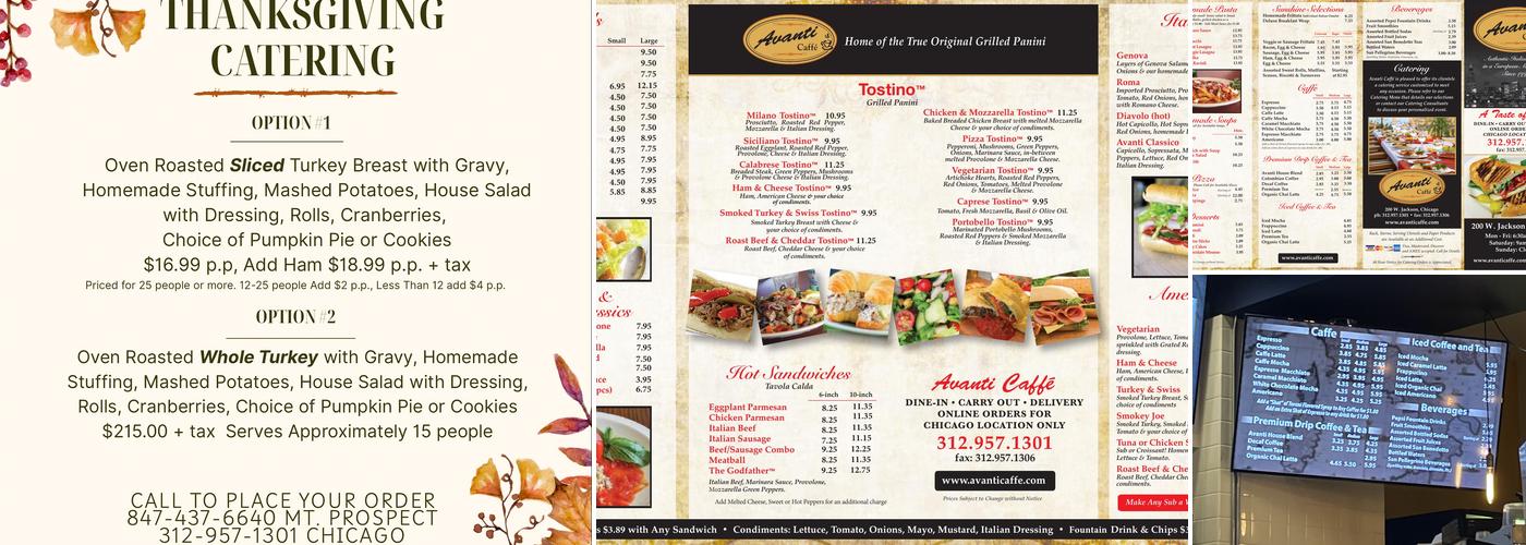 Avanti Caffe Menu