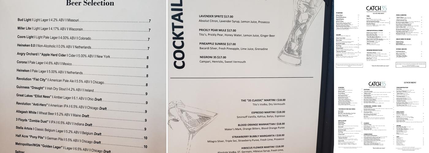 Catch 35 Menu
