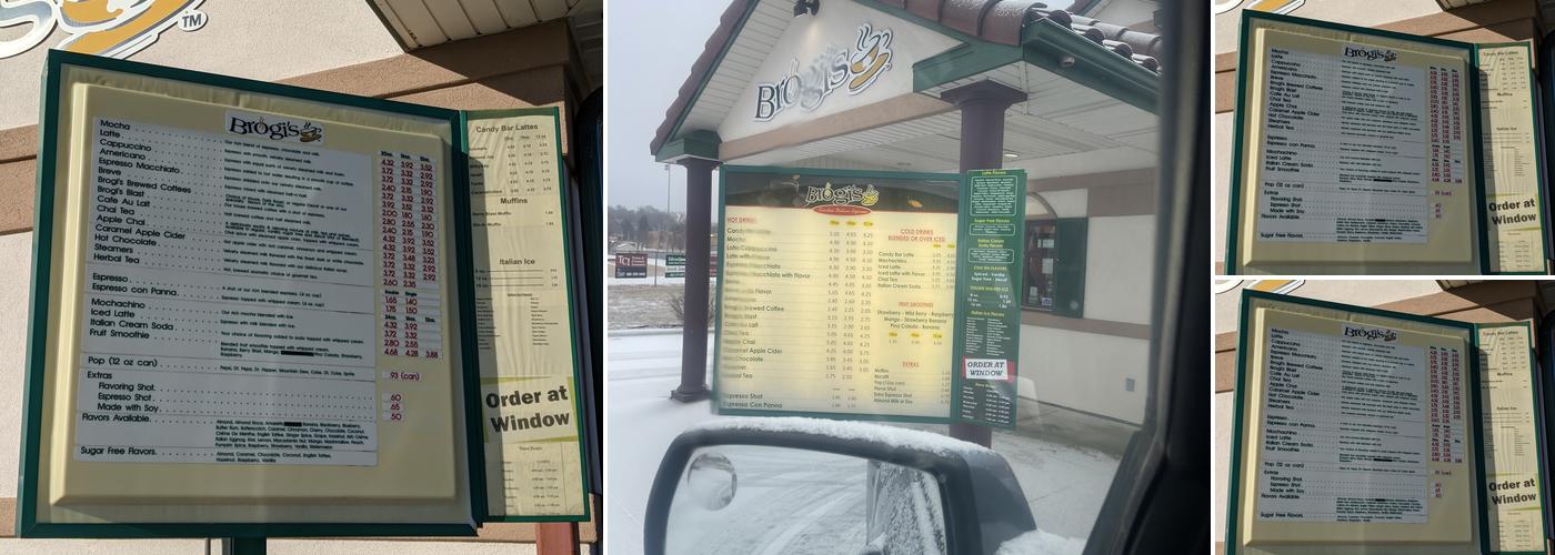 Brogi's Menu