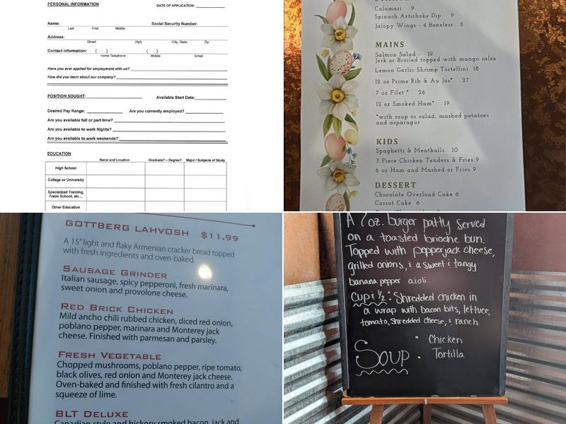 Dusters Menu
