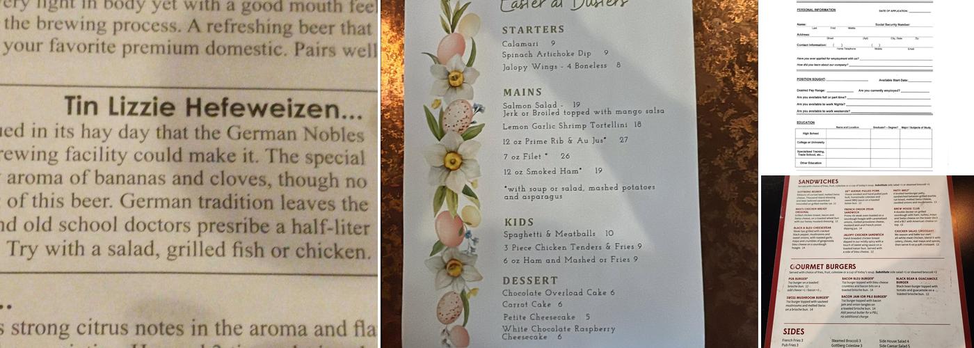 Gottberg Brew Pub Menu