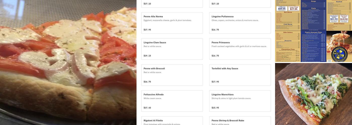 Pezzi Pizza Inc Menu