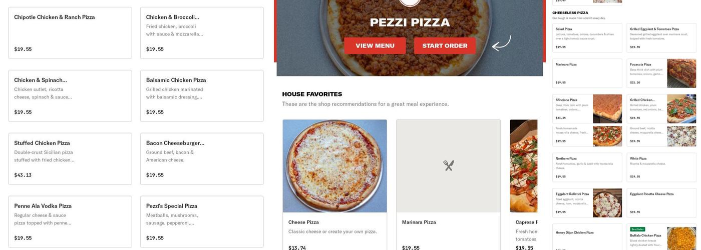 Pezzi Pizza Inc Menu