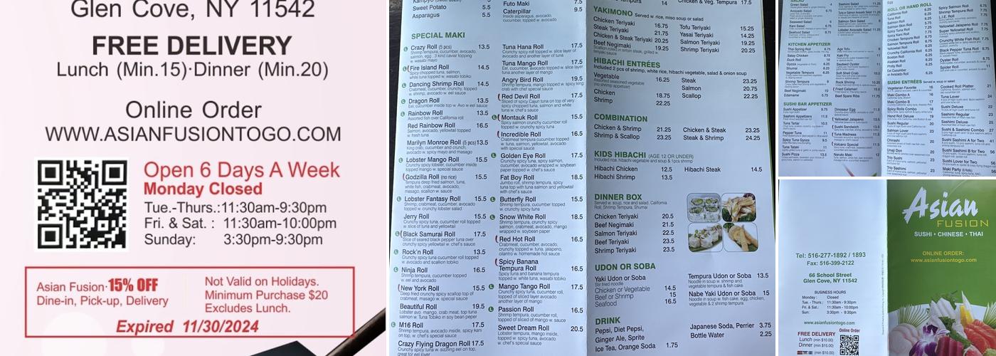 Asian Fusion Menu