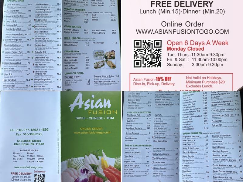Asian Fusion Menu