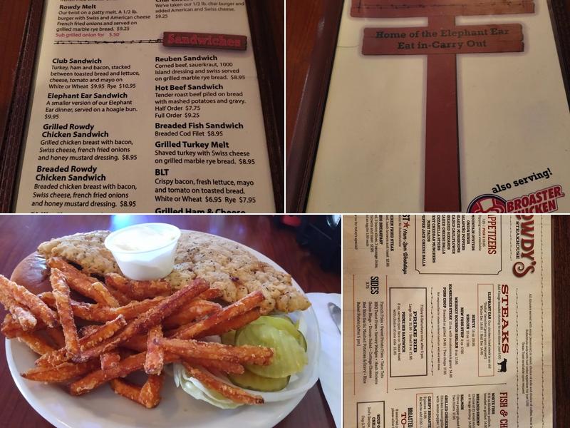 Rowdy's Steakhouse Menu