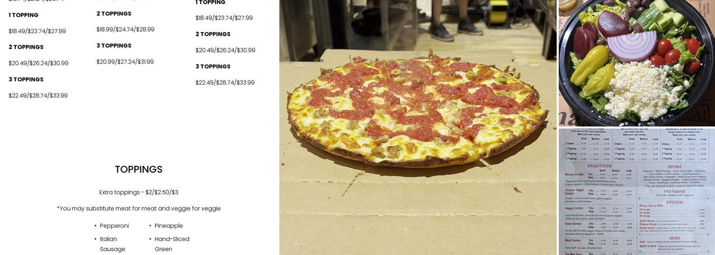 Tomaso's Pizza Menu