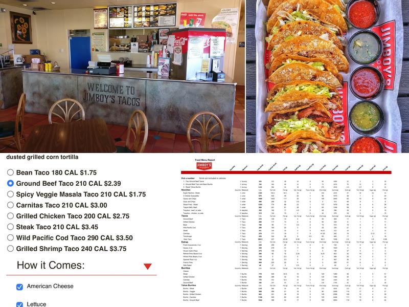 Jimboy's Tacos Menu