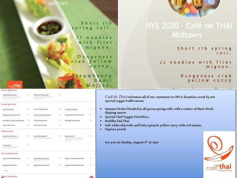 Cafe De Thai Menu