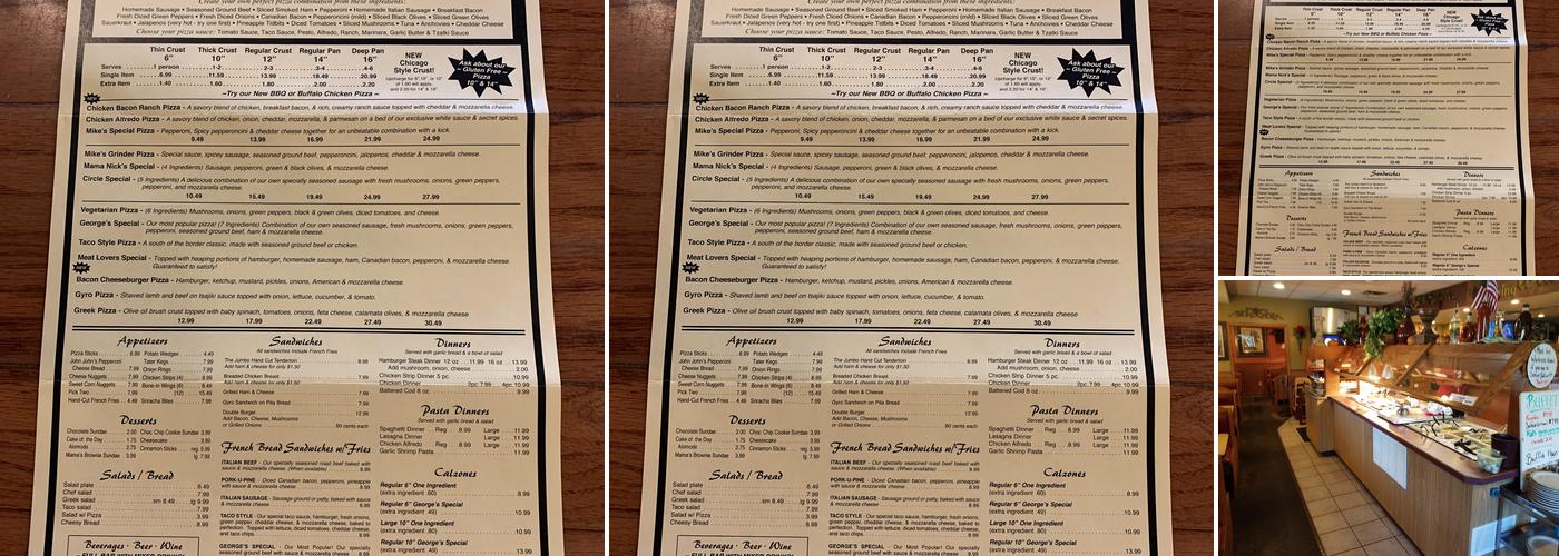 Mama Nick's Circle Pizzeria Menu