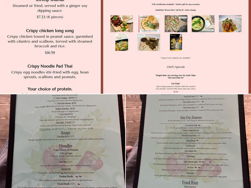 Thai Cafe Menu