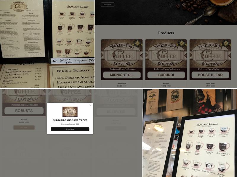 Parker And Sons Coffee Roasting Menu