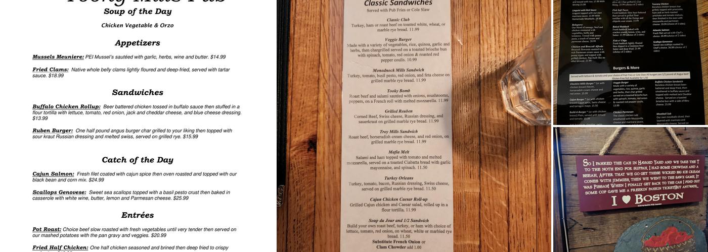 Tooky Mills Pub Menu