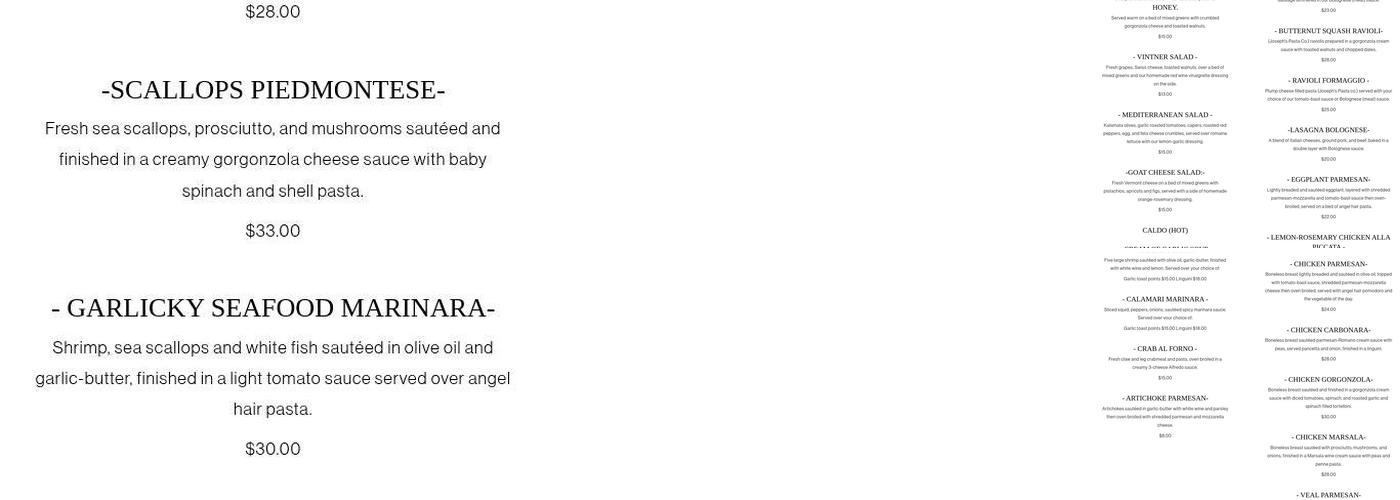 Del Rossi's Trattoria Menu
