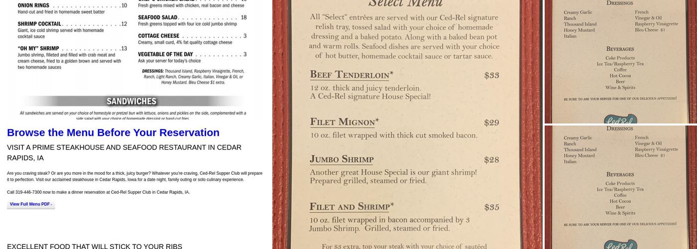 Ced-Rel Restaurant Menu