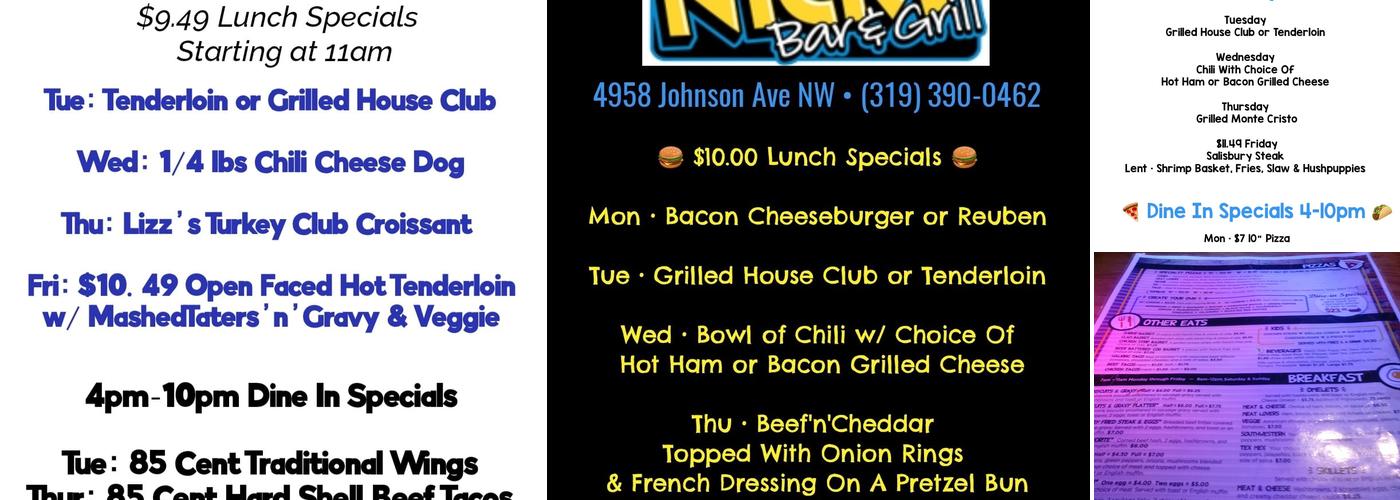 Nick's Bar & Grill Menu