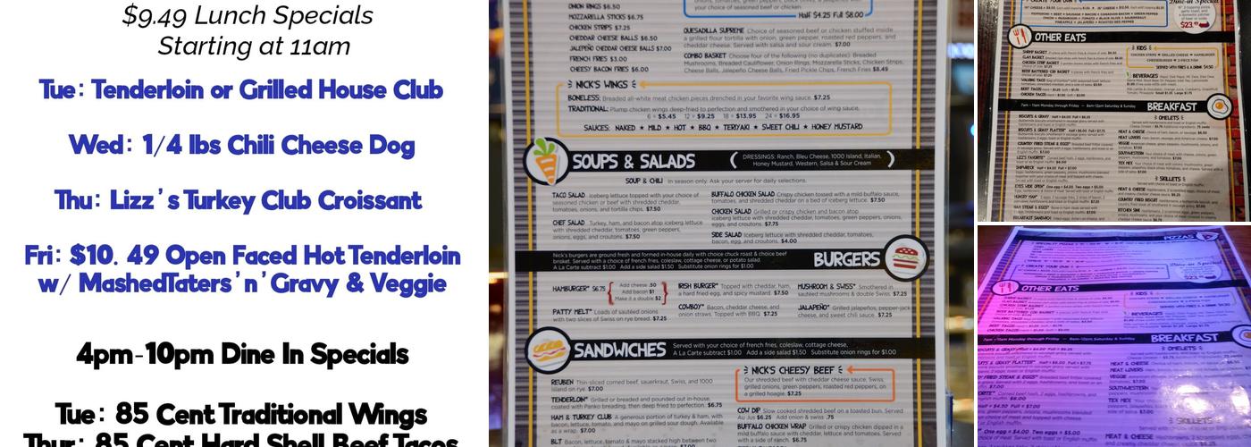 Nick's Bar & Grill Menu