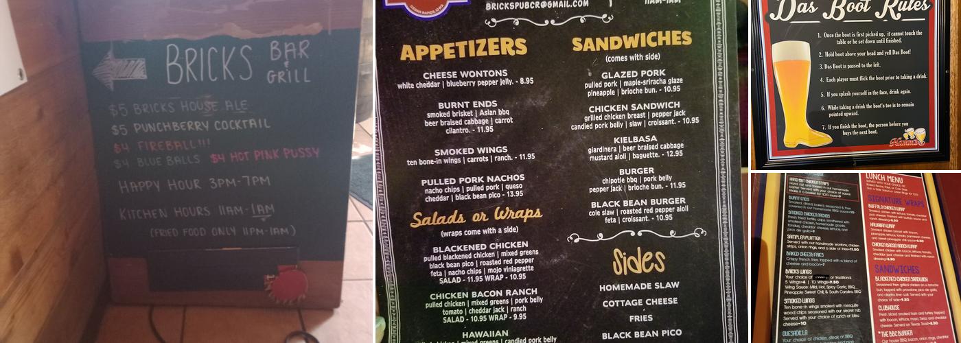 Bricks Bar & Grill Menu