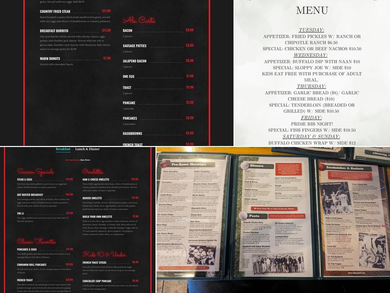 Lj's Neighborhood Bar & Grill Menu