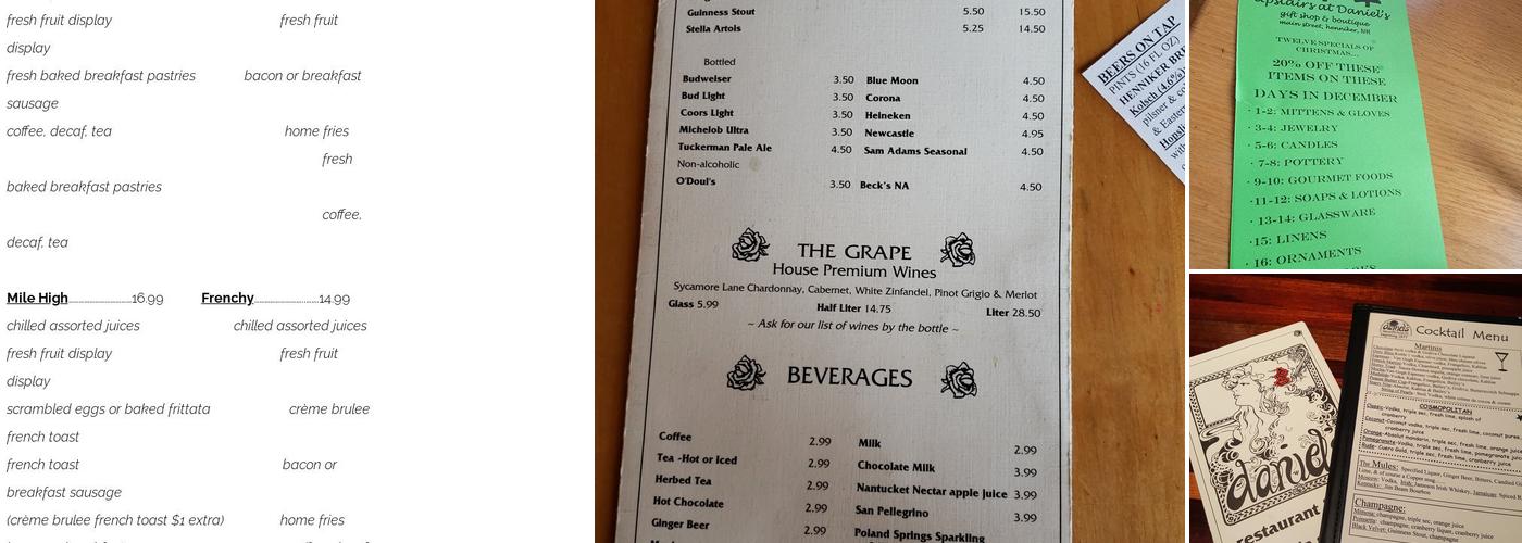 Daniel's Restaurant & Pub Menu
