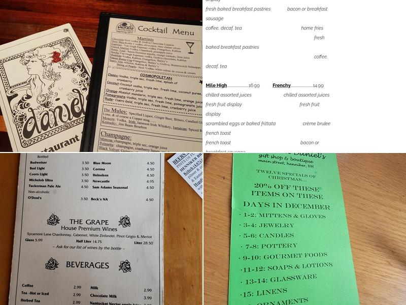 Daniel's Restaurant & Pub Menu